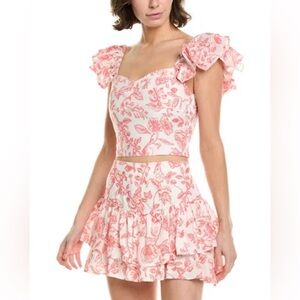 CAKE FOR DINNER Juliet Ruffle Floral Tank and Skirt Set In Orange size L